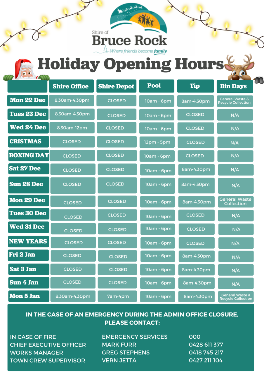 Holiday Opening Hours
