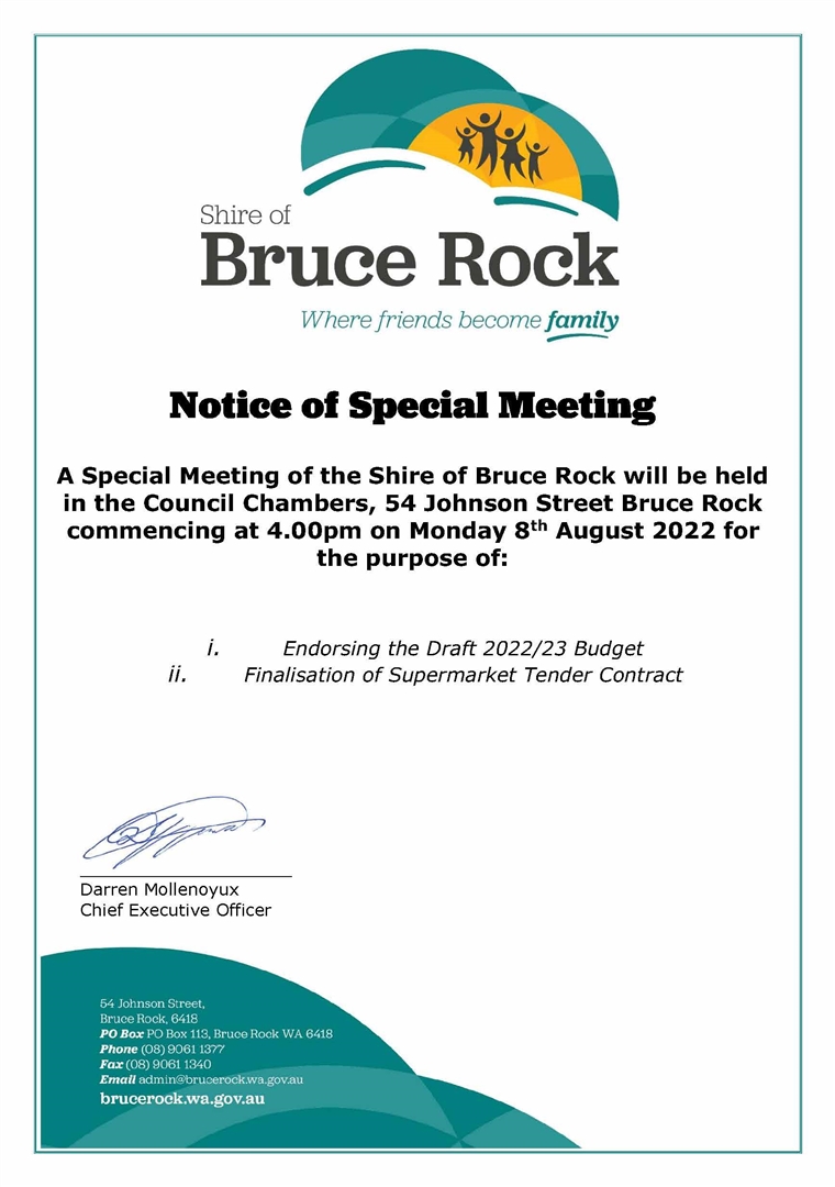 Notice of Special Council Meeting 080822
