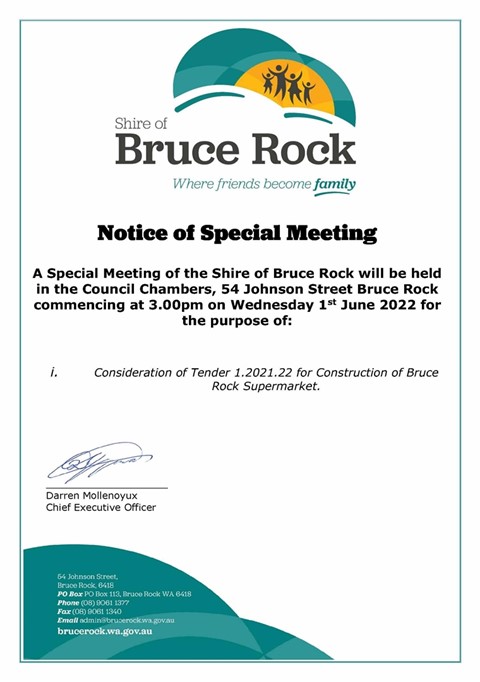 Notice of Special Council Meeting 01.06.22