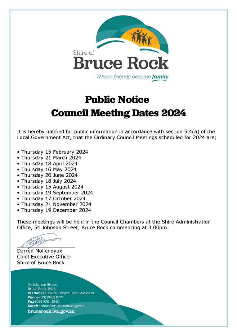 2024 Council Meeting Dates