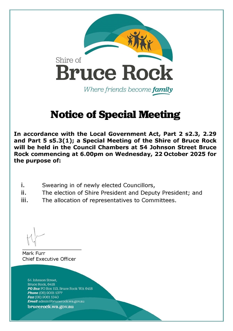 Notice of Special Council Meeting 2025